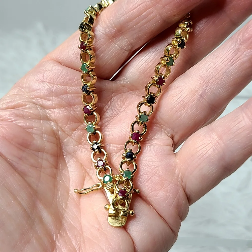 GENUINE Emerald, Ruby, and Sapphire Bracelet